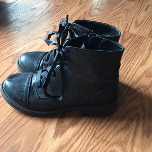 Girls black combat type boots